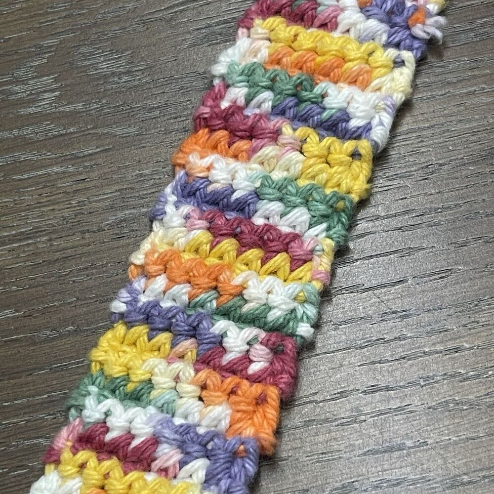 Boho Patchwork Sunflower Knit Bag Large Multicolo… - image 6